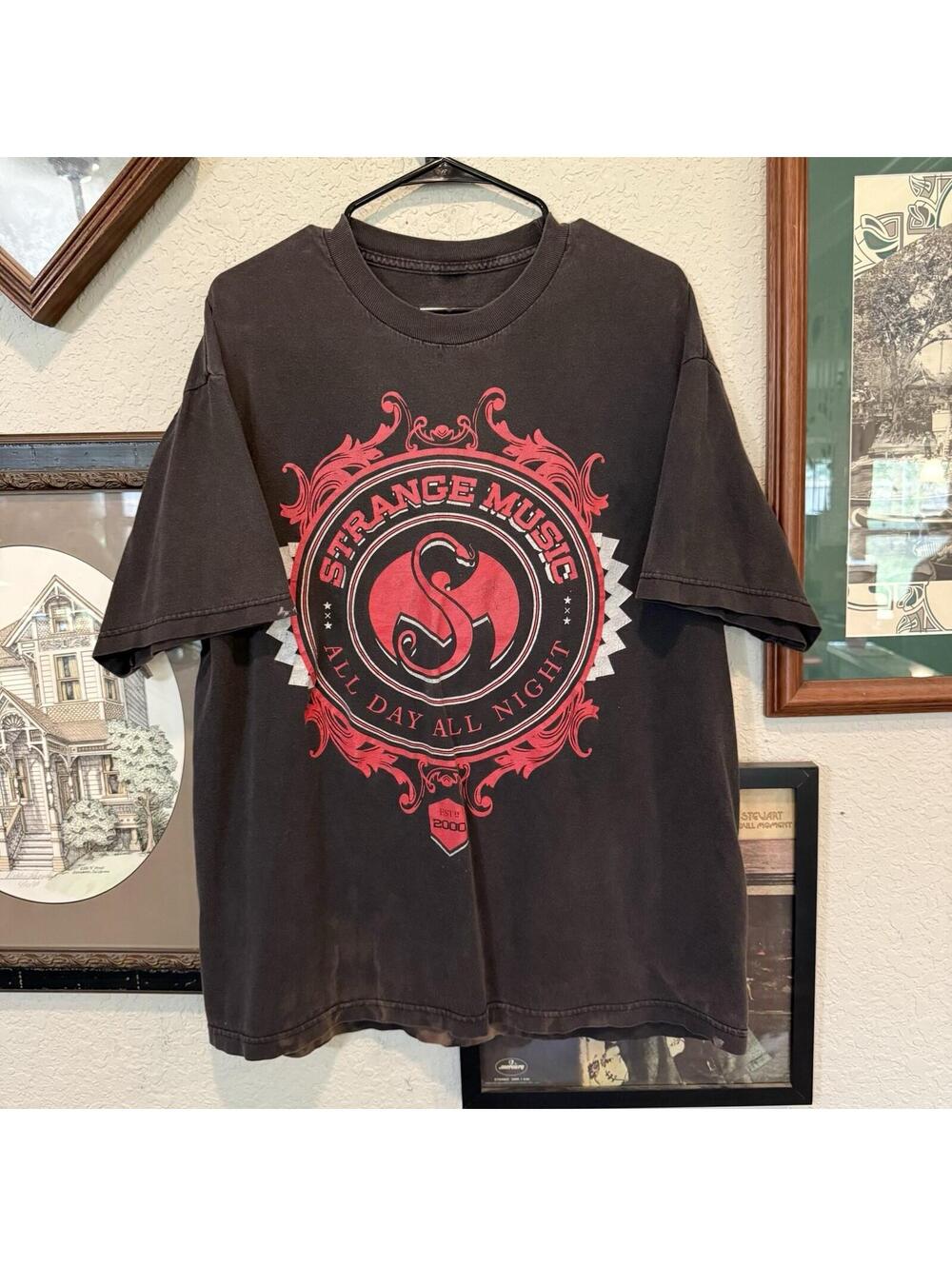 Vintage‎ 00s RARE Black Tech N9NE Strange Music Rap Hiphop Tee Size Mens XL
